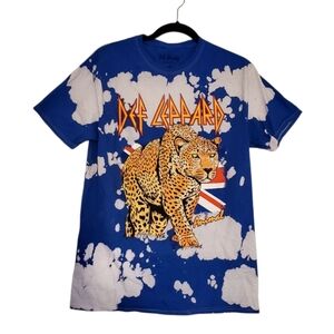 Def Leppard Blue Tie Dye Decal Tee Tshirt‎ Top Shirts Size Small NWOT